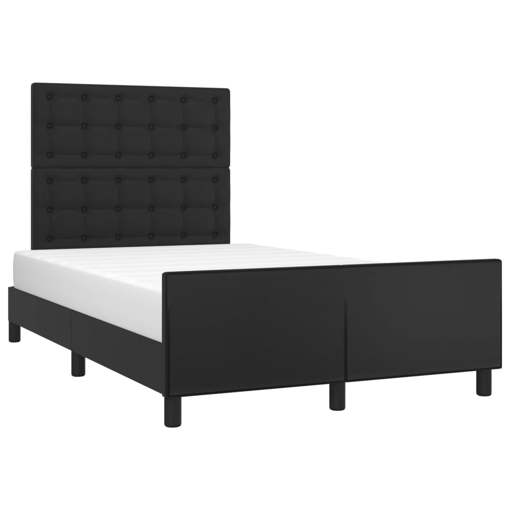 vidaXL Cadru de pat cu tăblie, negru, 120x200 cm, piele ecologică vidaXL Cadru de pat cu tăblie, negru, 120x200 cm, piele ecologică