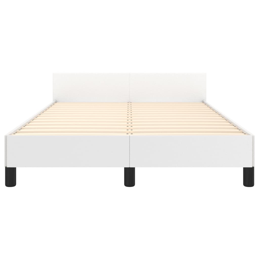 vidaXL Cadru de pat cu tăblie, alb, 120x200 cm, piele ecologică
