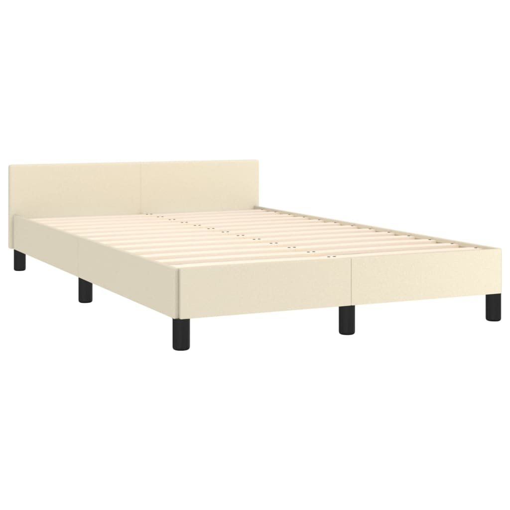 vidaXL Cadru de pat cu tăblie, crem, 120x200 cm, piele ecologică
