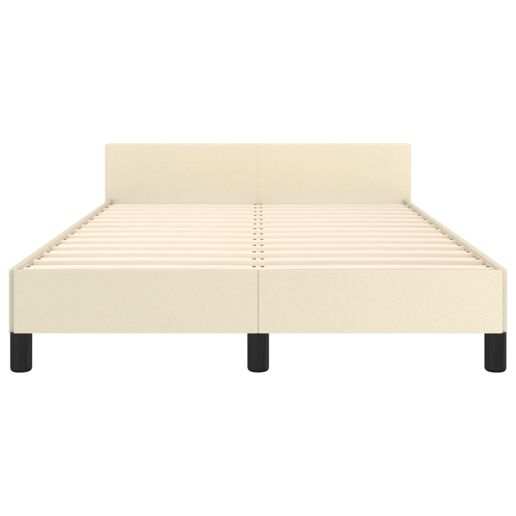 vidaXL Cadru de pat cu tăblie, crem, 120x200 cm, piele ecologică