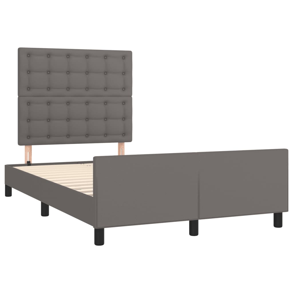 vidaXL Cadru de pat cu tăblie, gri, 120x200 cm, piele ecologică vidaXL Cadru de pat cu tăblie, gri, 120x200 cm, piele ecologică