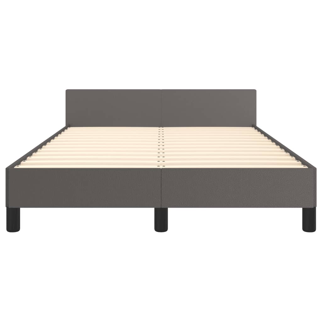 vidaXL Cadru de pat cu tăblie, gri, 120x200 cm, piele ecologică vidaXL Cadru de pat cu tăblie, gri, 120x200 cm, piele ecologică