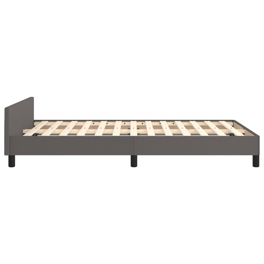 vidaXL Cadru de pat cu tăblie, gri, 120x200 cm, piele ecologică vidaXL Cadru de pat cu tăblie, gri, 120x200 cm, piele ecologică