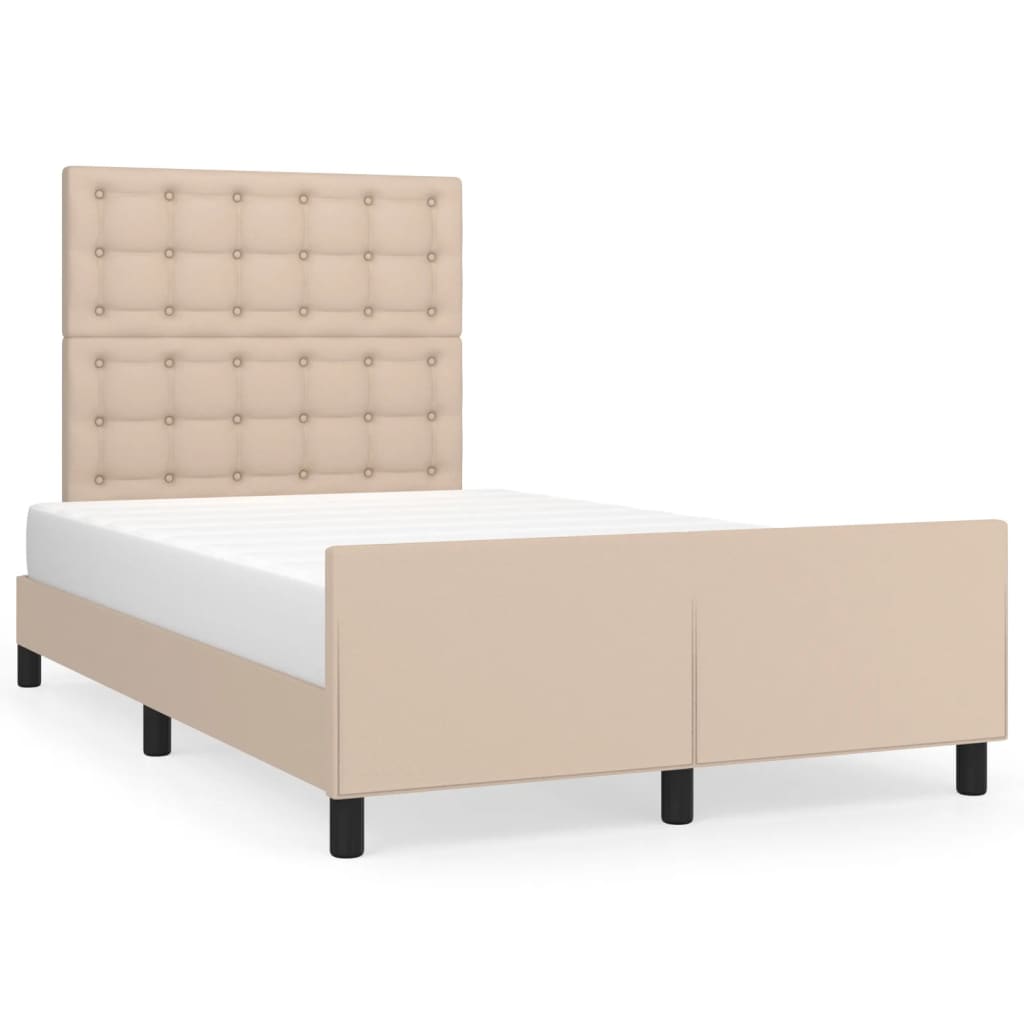 vidaXL Cadru de pat cu tăblie, cappuccino, 120x200 cm, piele ecologică vidaXL Cadru de pat cu tăblie, cappuccino, 120x200 cm, piele ecologică