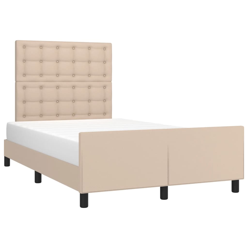 vidaXL Cadru de pat cu tăblie, cappuccino, 120x200 cm, piele ecologică vidaXL Cadru de pat cu tăblie, cappuccino, 120x200 cm, piele ecologică