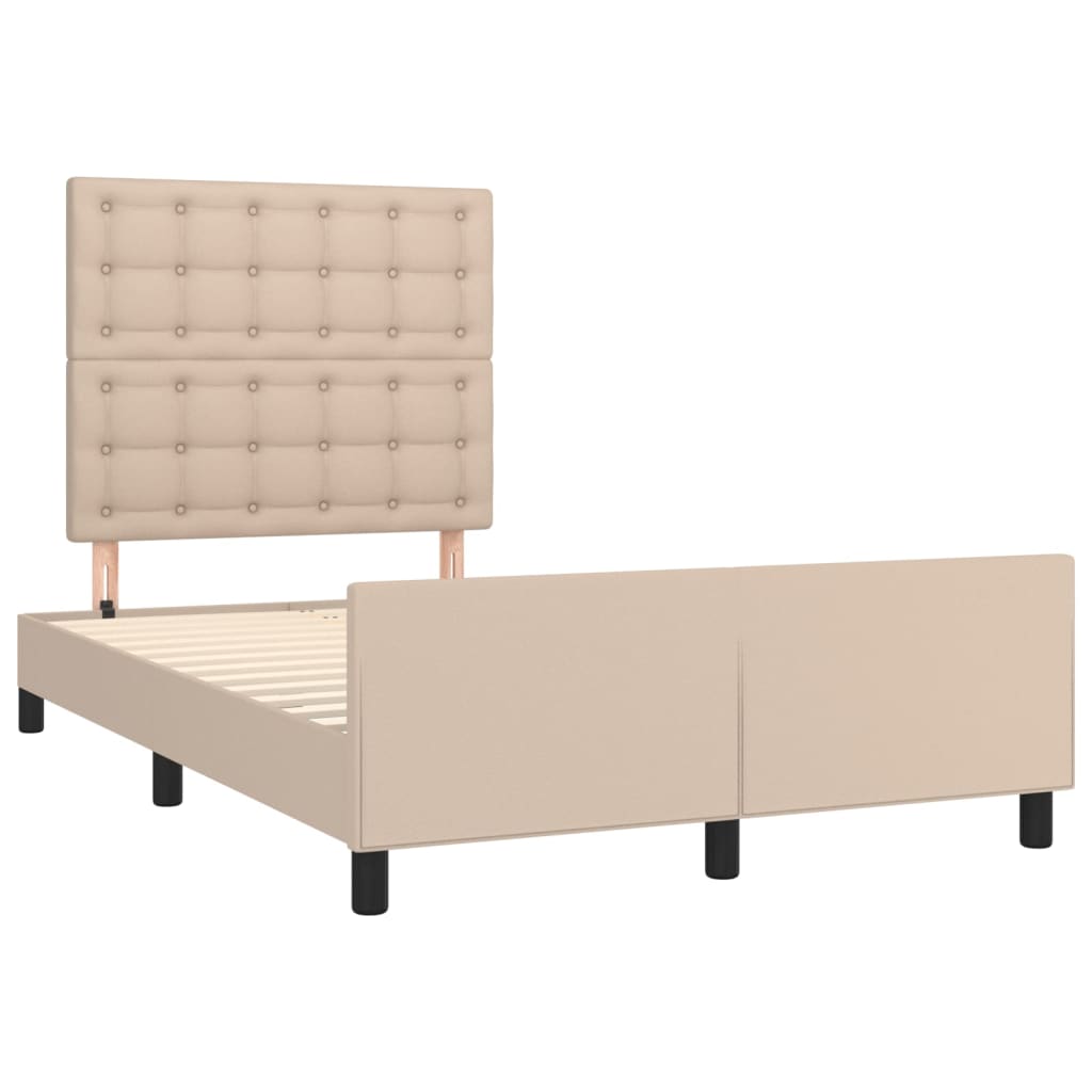 vidaXL Cadru de pat cu tăblie, cappuccino, 120x200 cm, piele ecologică vidaXL Cadru de pat cu tăblie, cappuccino, 120x200 cm, piele ecologică
