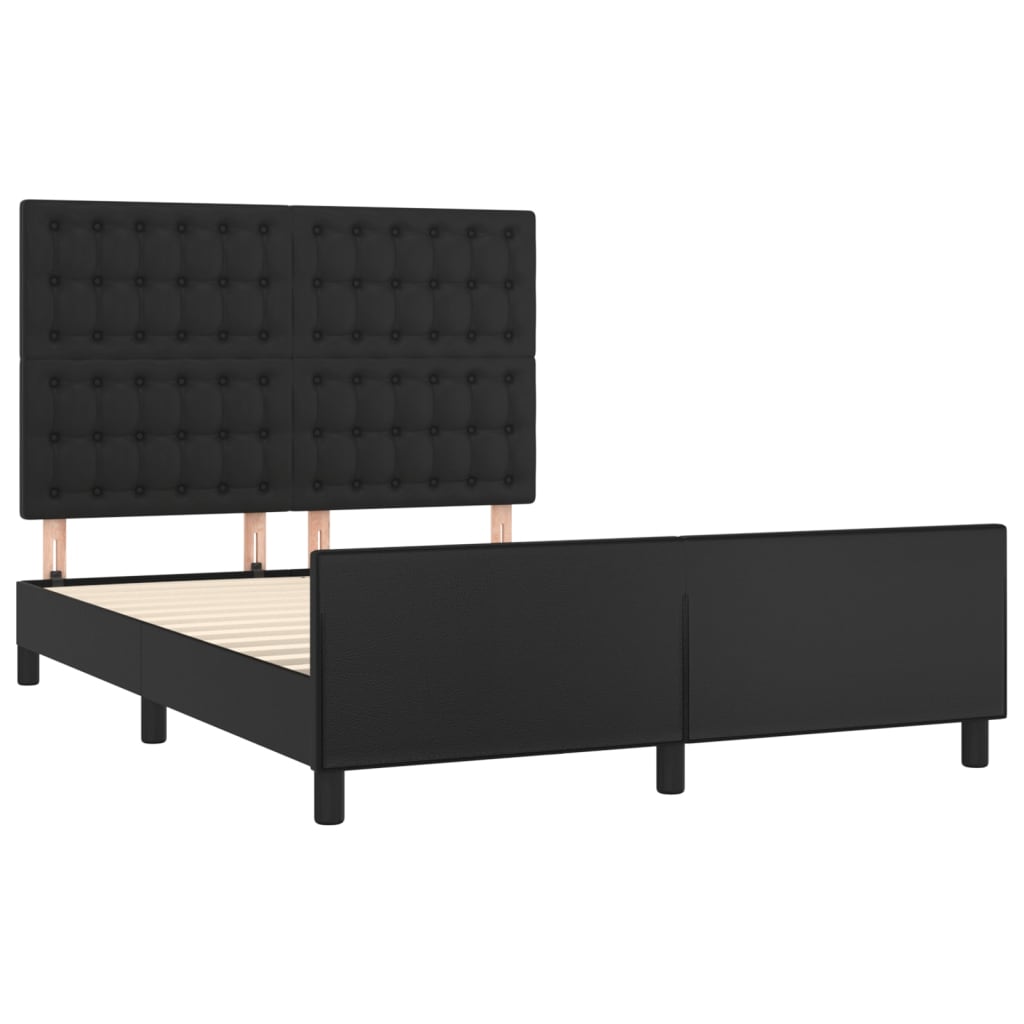 vidaXL Cadru de pat cu tăblie, negru, 140x190 cm, piele ecologică vidaXL Cadru de pat cu tăblie, negru, 140x190 cm, piele ecologică