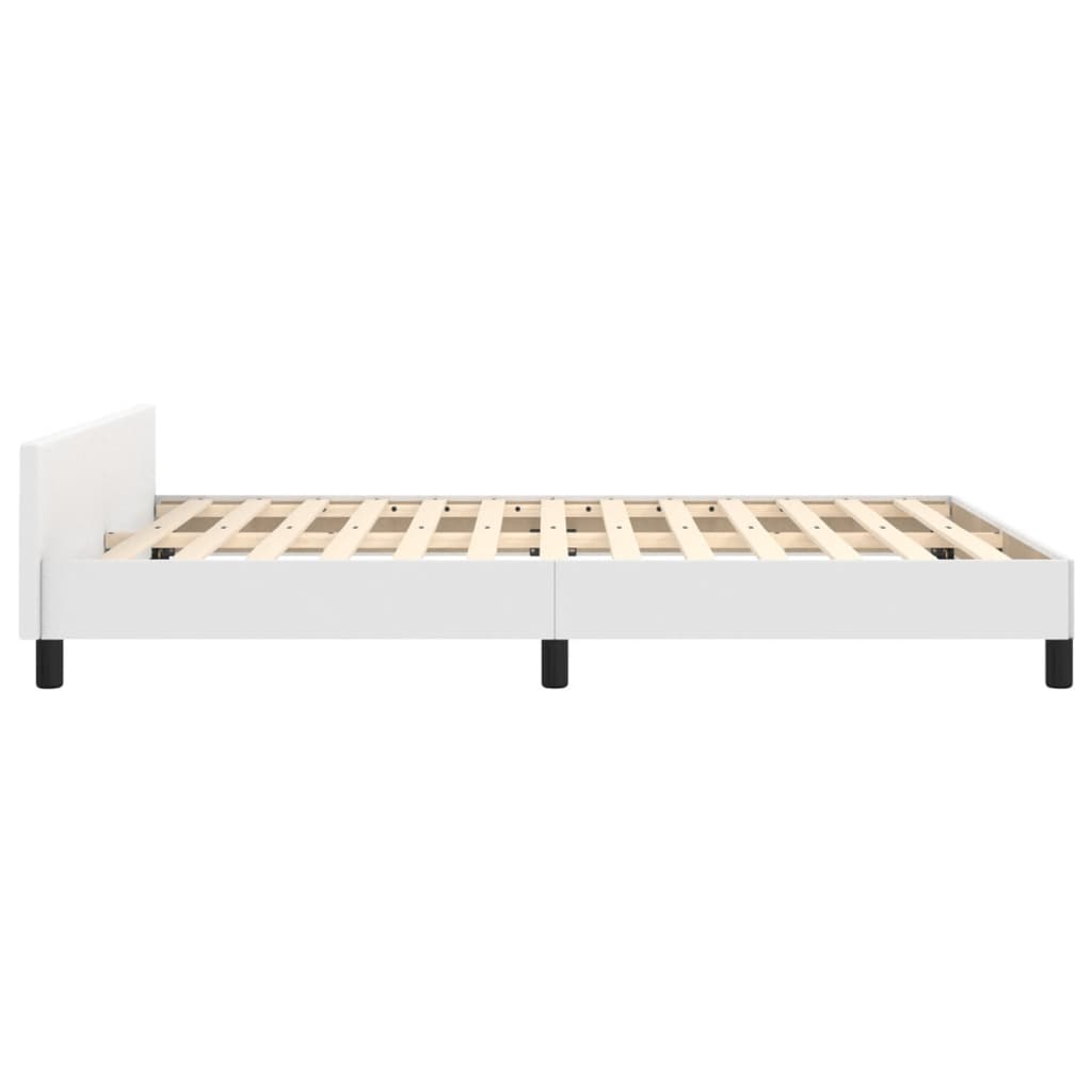 vidaXL Cadru de pat cu tăblie, alb, 140x190 cm, piele ecologică vidaXL Cadru de pat cu tăblie, alb, 140x190 cm, piele ecologică