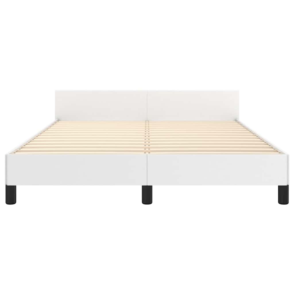 vidaXL Cadru de pat cu tăblie, alb, 140x200 cm, piele ecologică vidaXL Cadru de pat cu tăblie, alb, 140x200 cm, piele ecologică