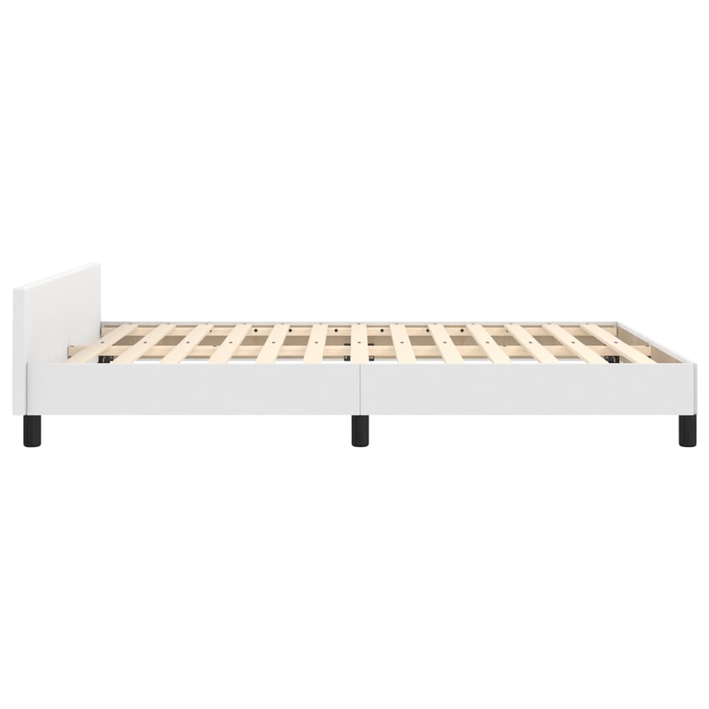 vidaXL Cadru de pat cu tăblie, alb, 140x200 cm, piele ecologică vidaXL Cadru de pat cu tăblie, alb, 140x200 cm, piele ecologică