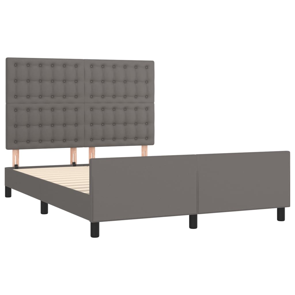 vidaXL Cadru de pat cu tăblie, gri, 140x200 cm, piele ecologică vidaXL Cadru de pat cu tăblie, gri, 140x200 cm, piele ecologică