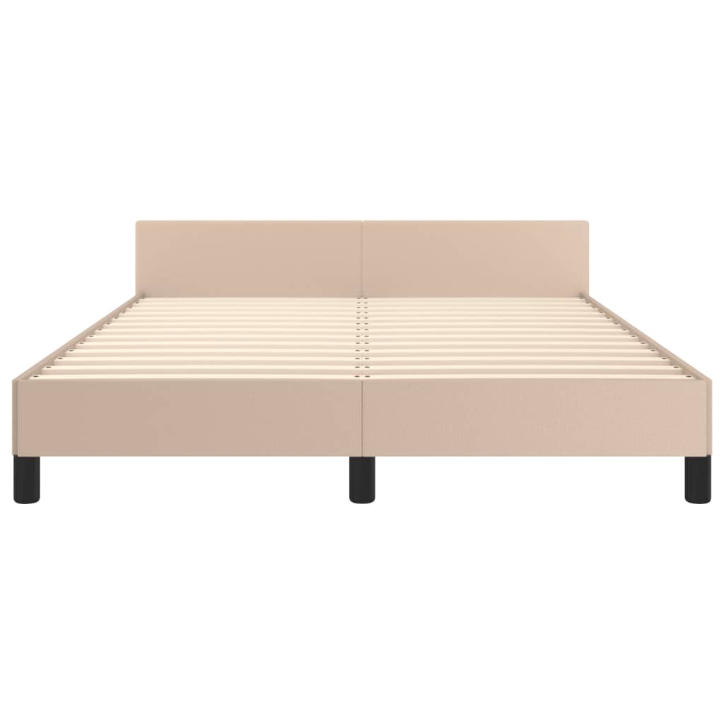 vidaXL Cadru de pat cu tăblie, cappuccino, 140x200 cm, piele ecologică vidaXL Cadru de pat cu tăblie, cappuccino, 140x200 cm, piele ecologică