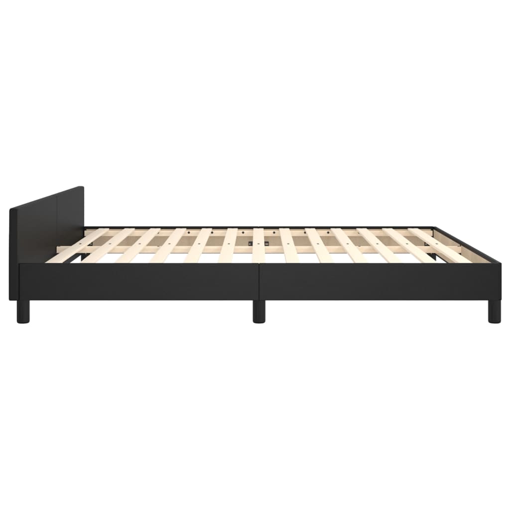vidaXL Cadru de pat cu tăblie, negru, 160x200 cm, piele ecologică vidaXL Cadru de pat cu tăblie, negru, 160x200 cm, piele ecologică