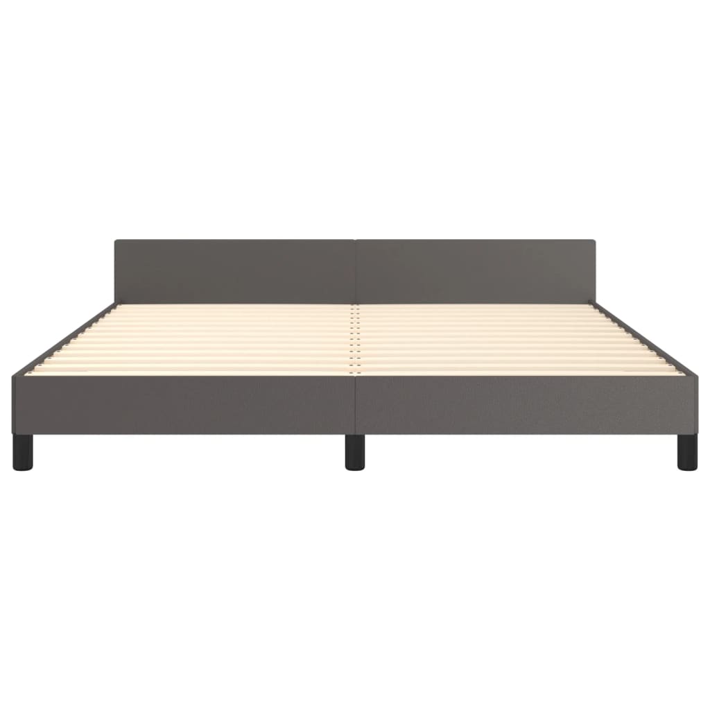 vidaXL Cadru de pat cu tăblie, gri, 160x200 cm, piele ecologică vidaXL Cadru de pat cu tăblie, gri, 160x200 cm, piele ecologică
