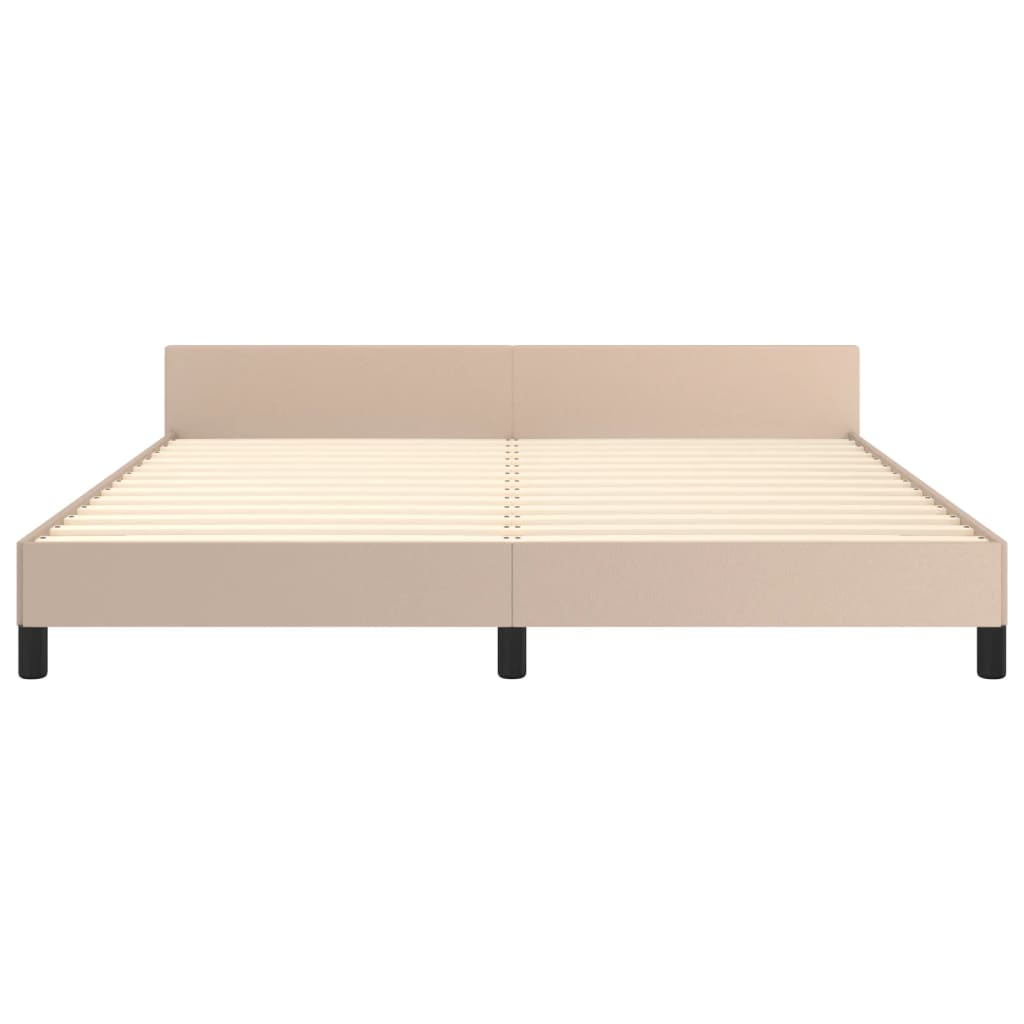 vidaXL Cadru de pat cu tăblie, cappuccino, 160x200 cm, piele ecologică vidaXL Cadru de pat cu tăblie, cappuccino, 160x200 cm, piele ecologică