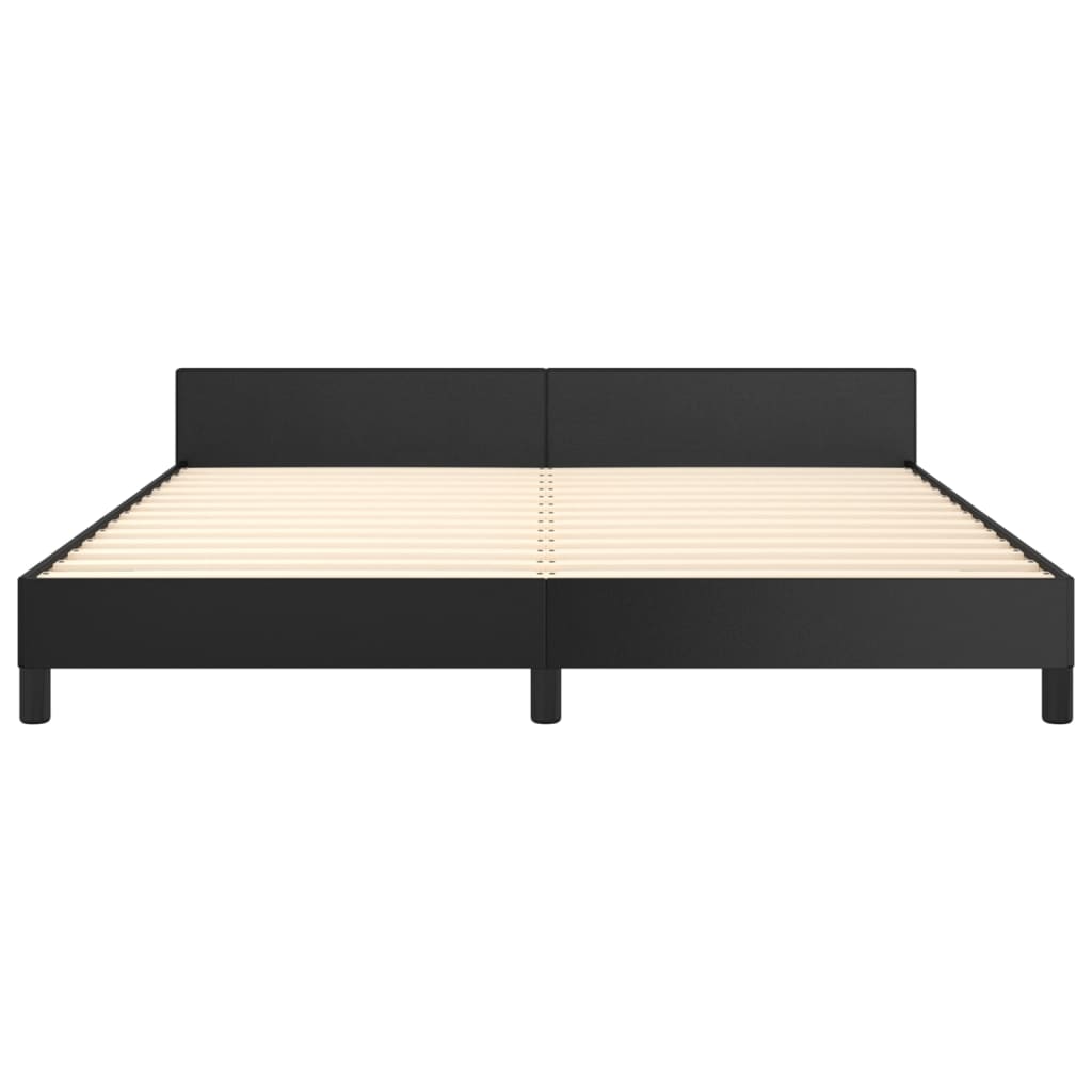 vidaXL Cadru de pat cu tăblie, negru, 180x200 cm, piele ecologică vidaXL Cadru de pat cu tăblie, negru, 180x200 cm, piele ecologică