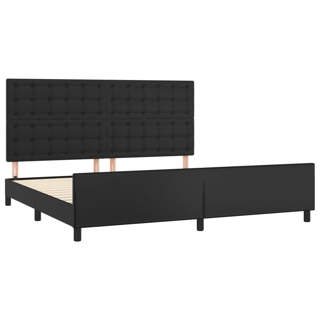 vidaXL Cadru de pat cu tăblie, negru, 200x200 cm, piele ecologică vidaXL Cadru de pat cu tăblie, negru, 200x200 cm, piele ecologică