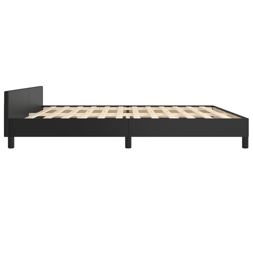 vidaXL Cadru de pat cu tăblie, negru, 200x200 cm, piele ecologică vidaXL Cadru de pat cu tăblie, negru, 200x200 cm, piele ecologică