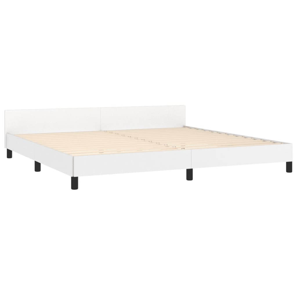 vidaXL Cadru de pat cu tăblie, alb, 200x200 cm, piele ecologică