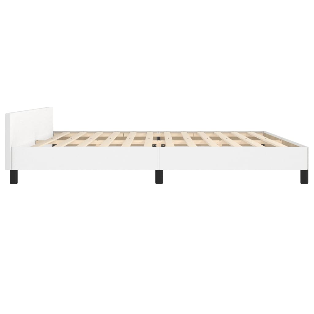 vidaXL Cadru de pat cu tăblie, alb, 200x200 cm, piele ecologică