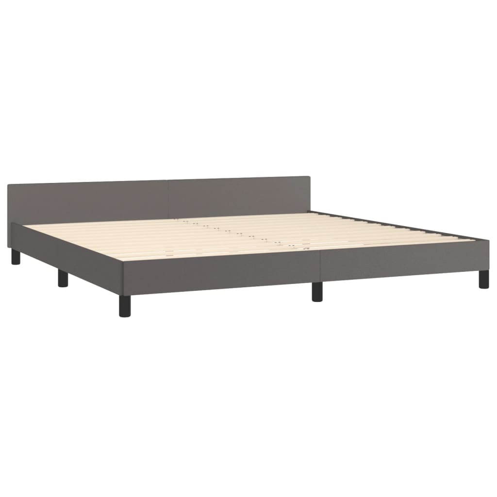 vidaXL Cadru de pat cu tăblie, gri, 200x200 cm, piele ecologică vidaXL Cadru de pat cu tăblie, gri, 200x200 cm, piele ecologică