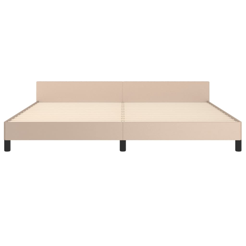 vidaXL Cadru de pat cu tăblie, cappuccino, 200x200 cm, piele ecologică