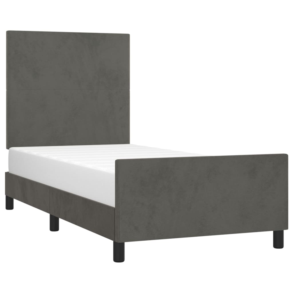 vidaXL Cadru de pat fără saltea, gri închis, 90x190 cm, catifea vidaXL Cadru de pat fără saltea, gri închis, 90x190 cm, catifea