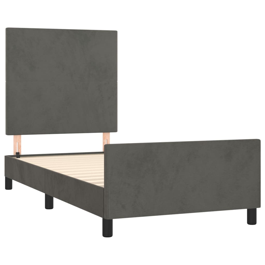 vidaXL Cadru de pat fără saltea, gri închis, 90x190 cm, catifea vidaXL Cadru de pat fără saltea, gri închis, 90x190 cm, catifea