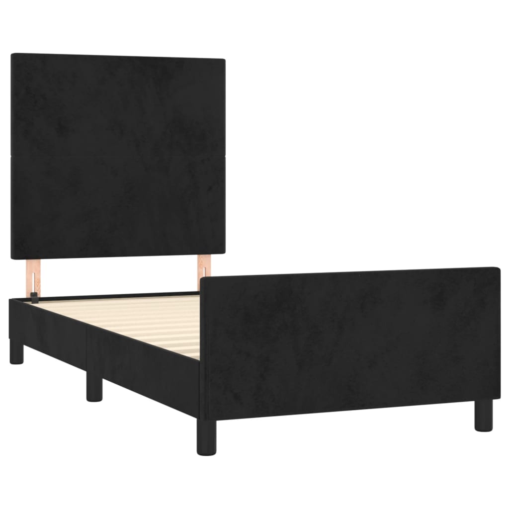 vidaXL Cadru de pat cu tăblie, negru, 90x200 cm, catifea vidaXL Cadru de pat cu tăblie, negru, 90x200 cm, catifea