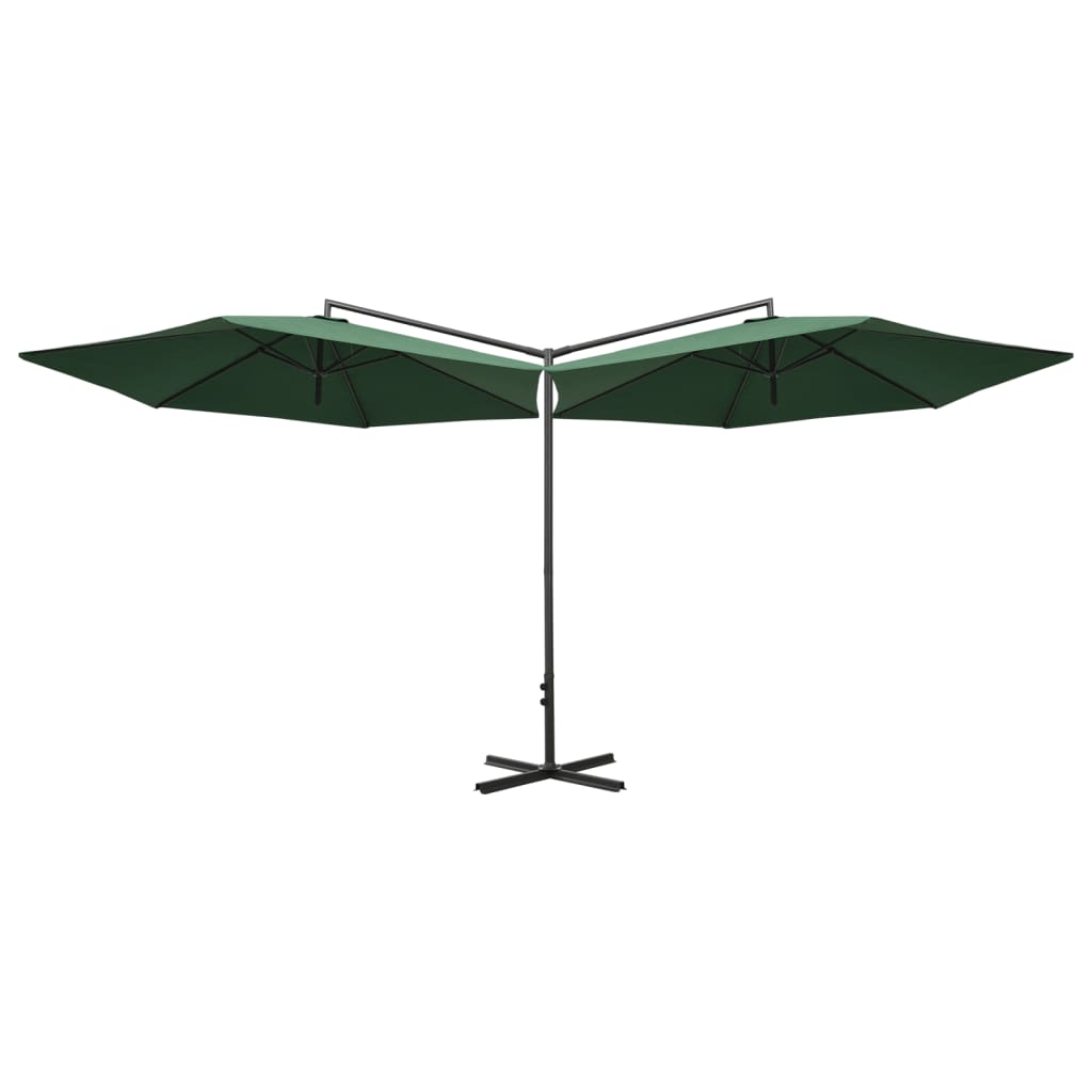 vidaXL Umbrelă de soare dublă, stâlp din oțel, verde, 600 cm