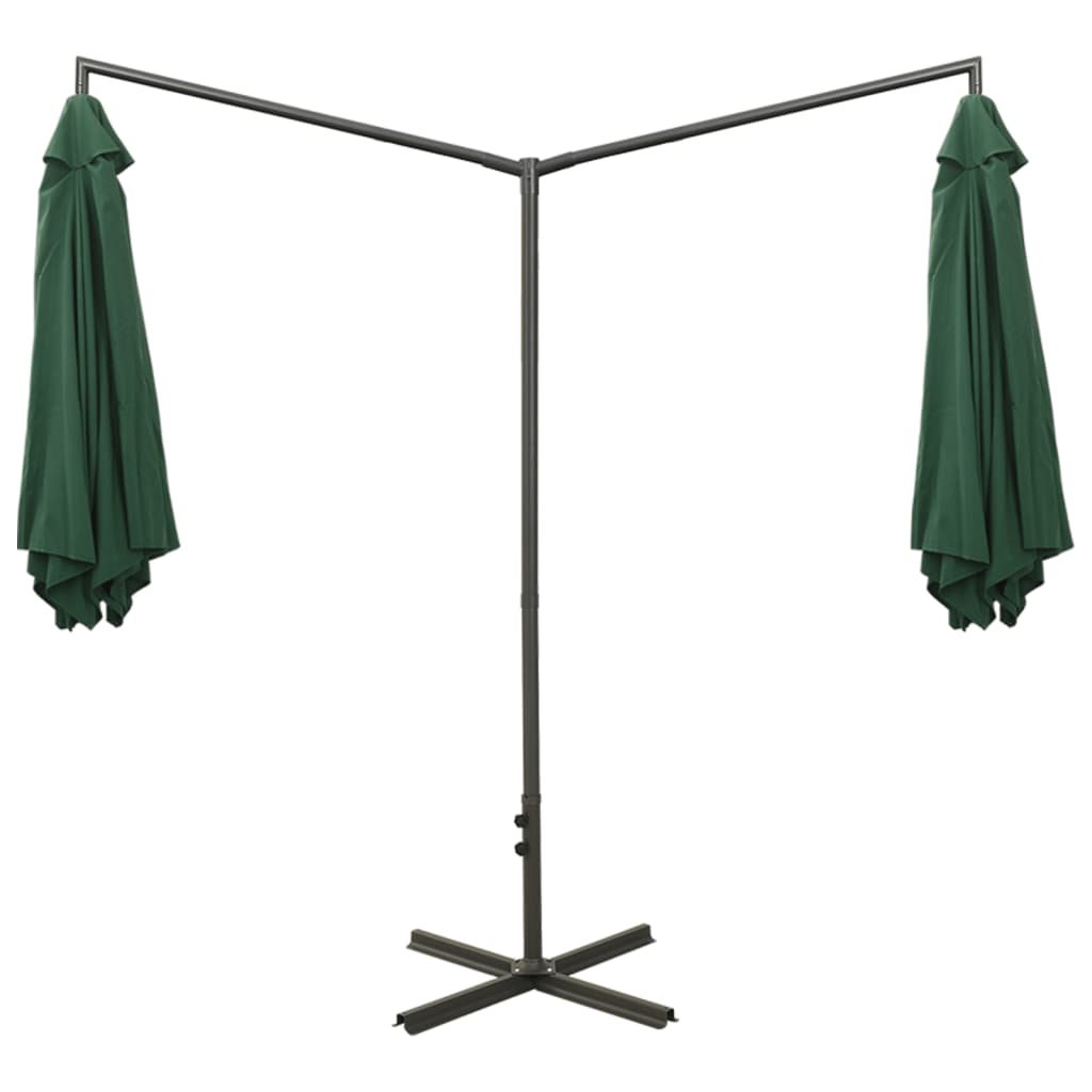 vidaXL Umbrelă de soare dublă, stâlp din oțel, verde, 600 cm