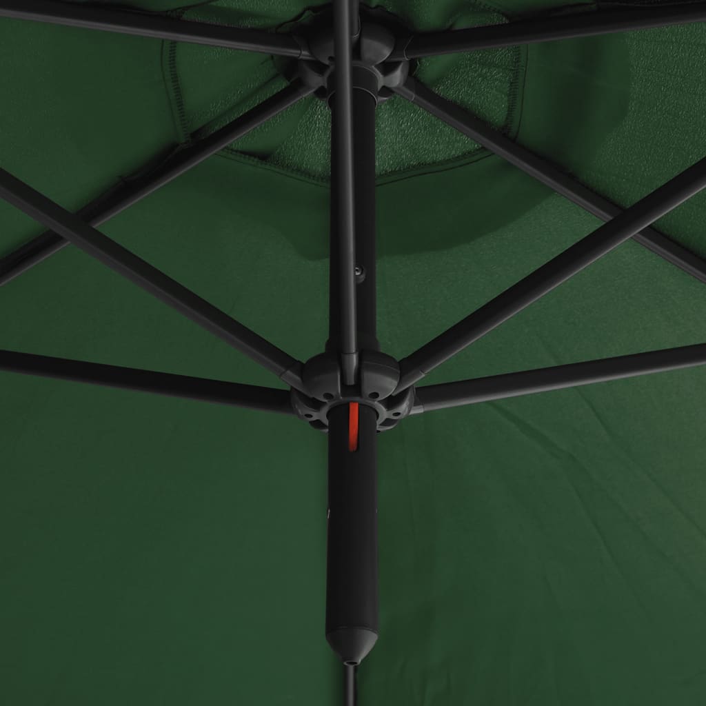 vidaXL Umbrelă de soare dublă, stâlp din oțel, verde, 600 cm