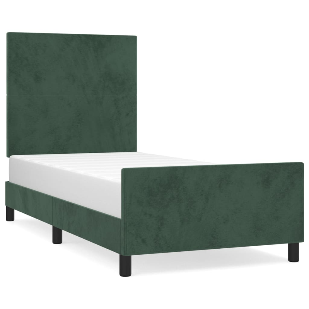 vidaXL Cadru de pat fără saltea, verde închis, 100x200 cm, catifea vidaXL Cadru de pat fără saltea, verde închis, 100x200 cm, catifea