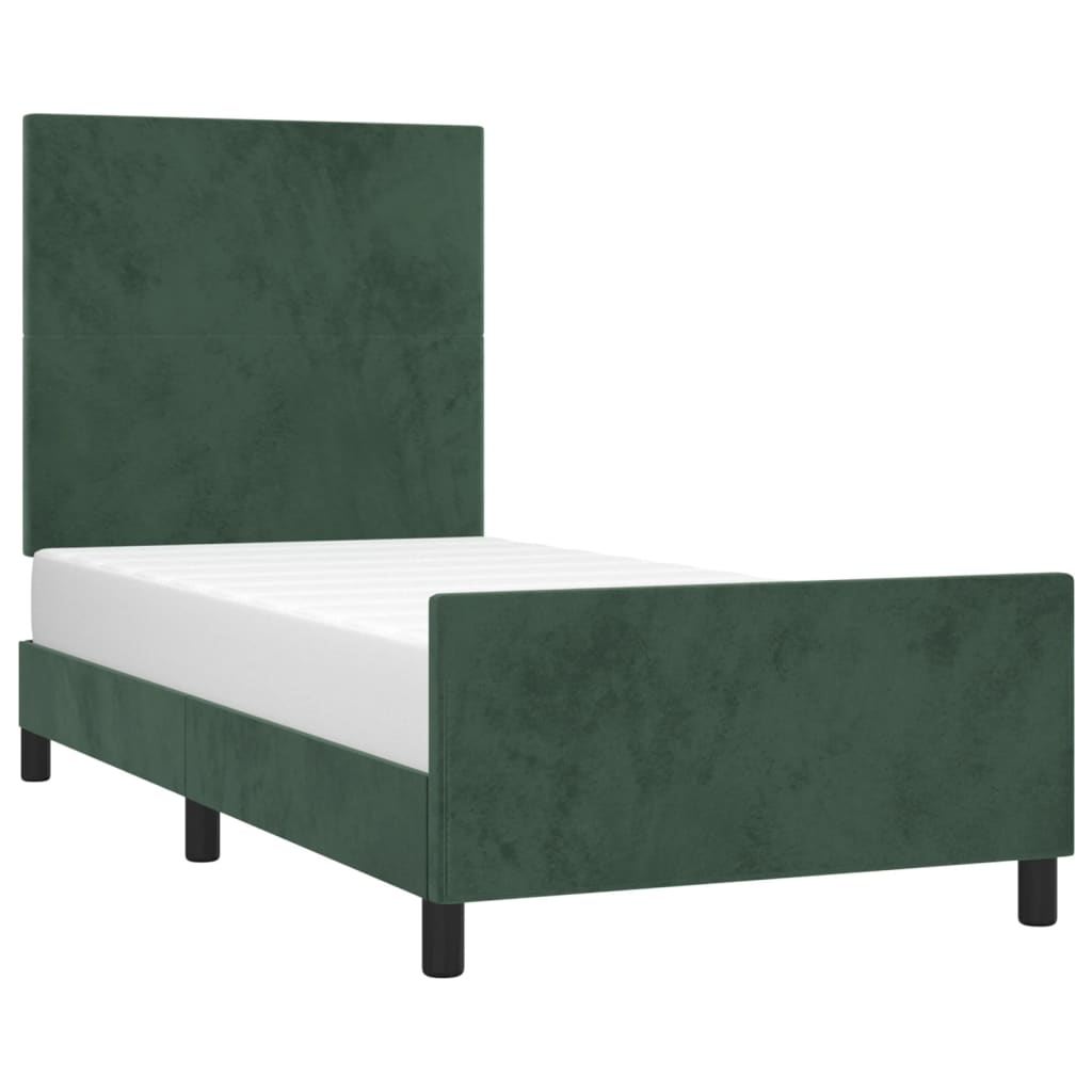 vidaXL Cadru de pat fără saltea, verde închis, 100x200 cm, catifea vidaXL Cadru de pat fără saltea, verde închis, 100x200 cm, catifea