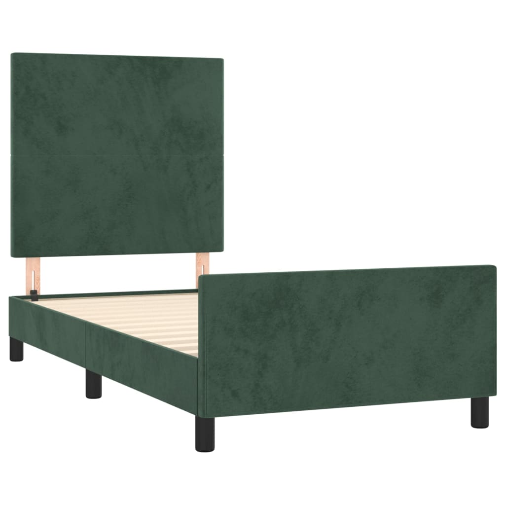 vidaXL Cadru de pat fără saltea, verde închis, 100x200 cm, catifea vidaXL Cadru de pat fără saltea, verde închis, 100x200 cm, catifea