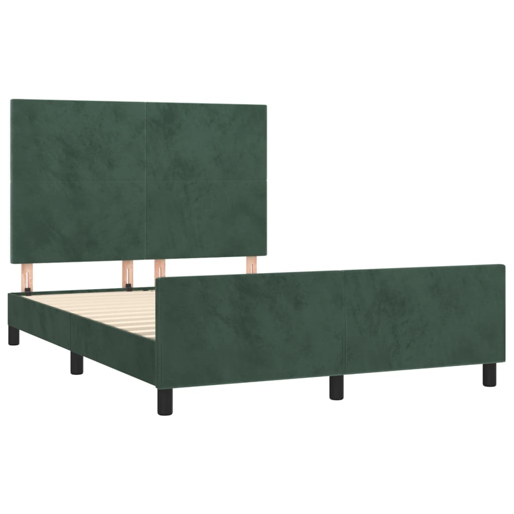 vidaXL Cadru de pat fără saltea, verde închis, 140x200 cm, catifea vidaXL Cadru de pat fără saltea, verde închis, 140x200 cm, catifea