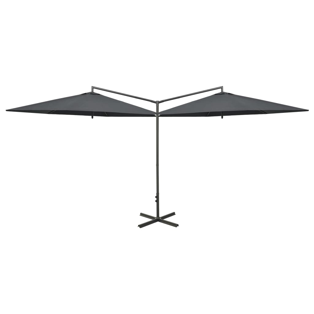 vidaXL Umbrelă de soare dublă, stâlp din oțel, antracit, 600 cm
