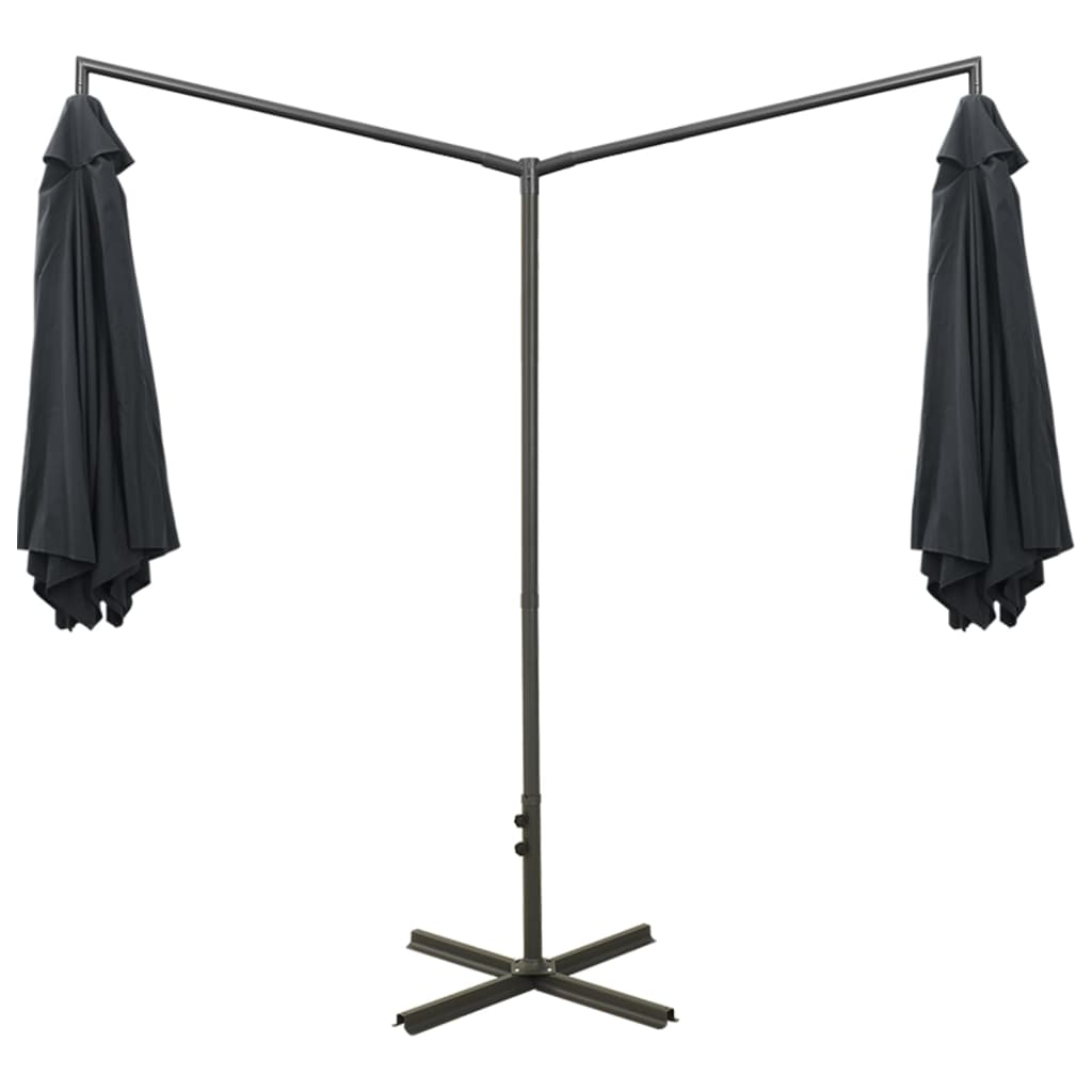 vidaXL Umbrelă de soare dublă, stâlp din oțel, antracit, 600 cm
