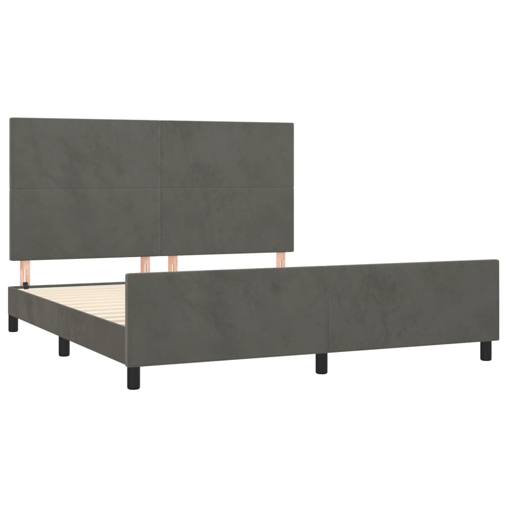 vidaXL Cadru de pat cu tăblie, gri închis, 180x200 cm, catifea vidaXL Cadru de pat cu tăblie, gri închis, 180x200 cm, catifea