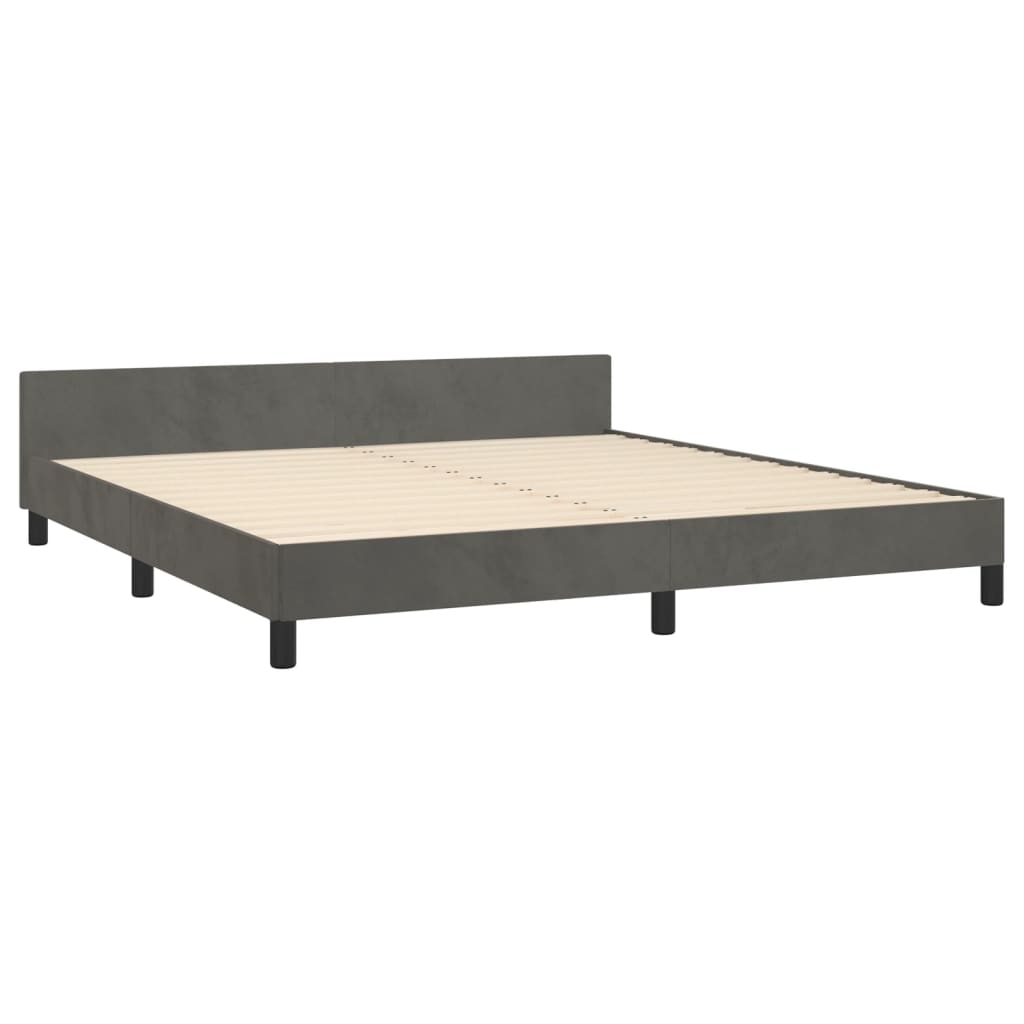vidaXL Cadru de pat cu tăblie, gri închis, 180x200 cm, catifea vidaXL Cadru de pat cu tăblie, gri închis, 180x200 cm, catifea