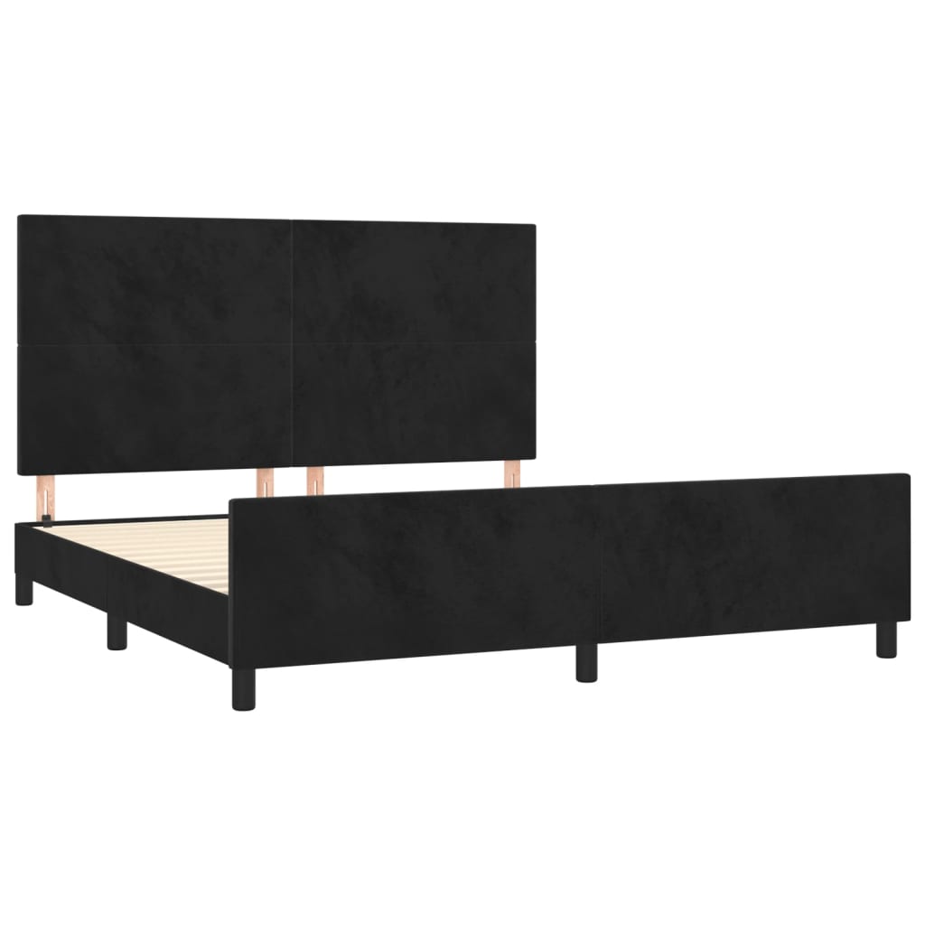 vidaXL Cadru de pat cu tăblie, negru, 180x200 cm, catifea vidaXL Cadru de pat cu tăblie, negru, 180x200 cm, catifea