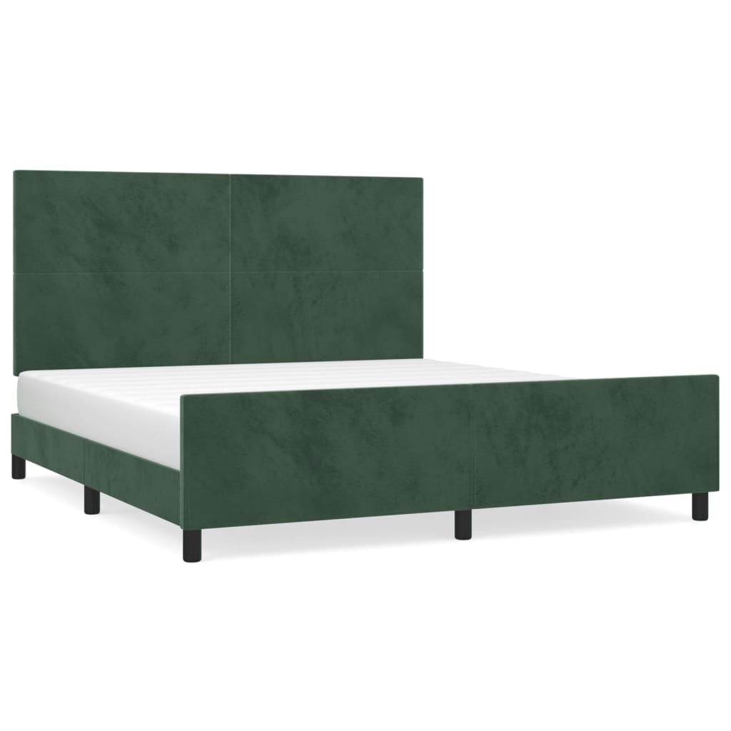 vidaXL Cadru de pat cu tăblie, verde închis, 180x200 cm, catifea vidaXL Cadru de pat cu tăblie, verde închis, 180x200 cm, catifea