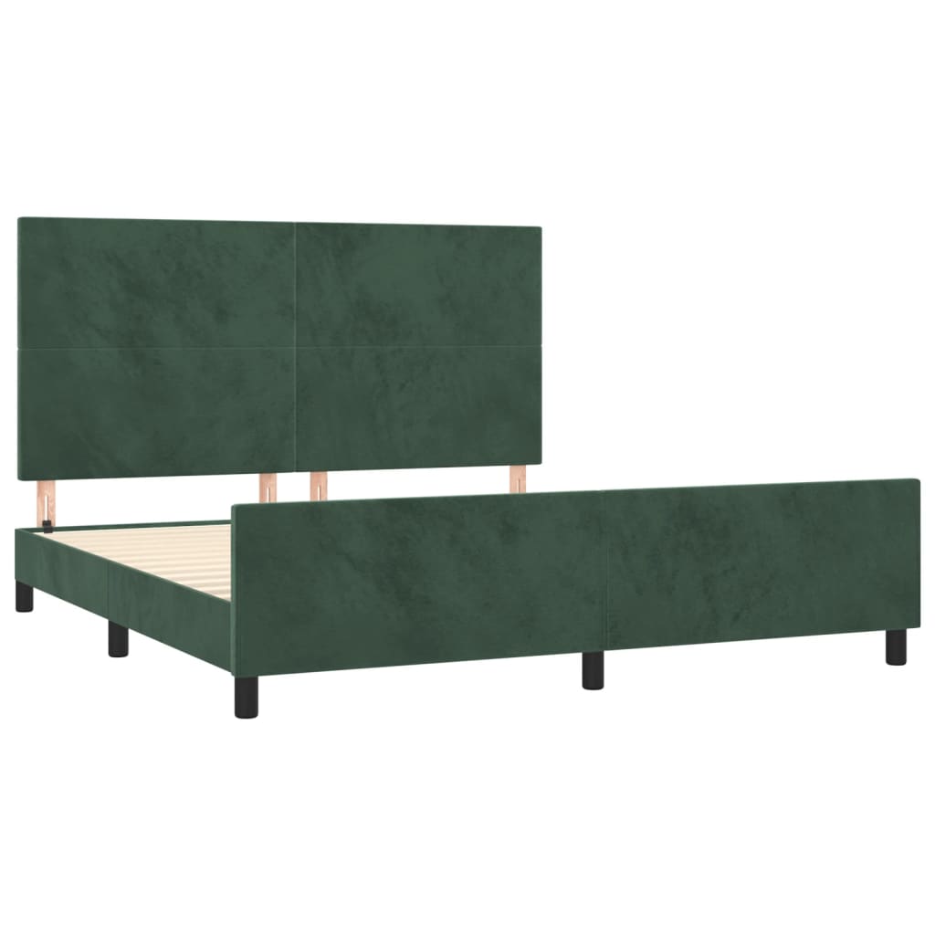 vidaXL Cadru de pat cu tăblie, verde închis, 180x200 cm, catifea vidaXL Cadru de pat cu tăblie, verde închis, 180x200 cm, catifea