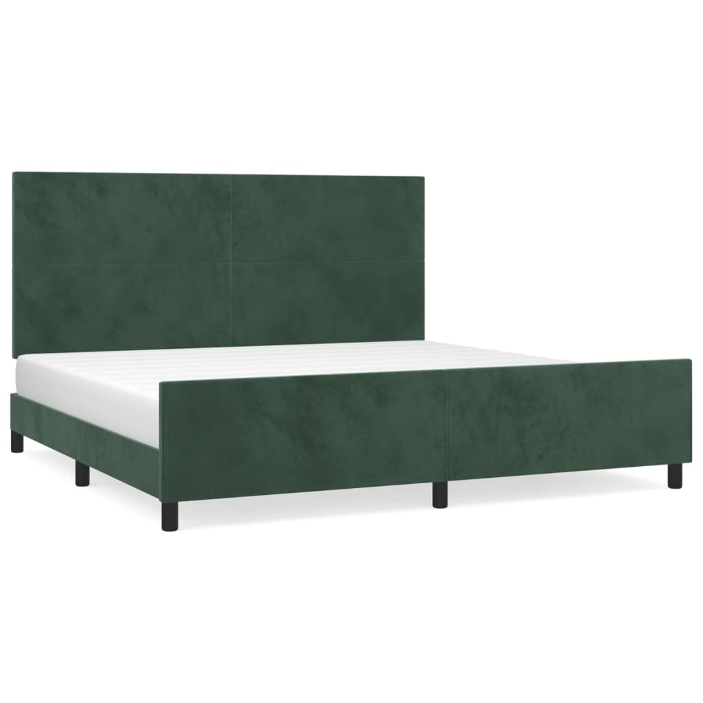 vidaXL Cadru de pat fără saltea, verde închis, 200x200 cm, catifea vidaXL Cadru de pat fără saltea, verde închis, 200x200 cm, catifea
