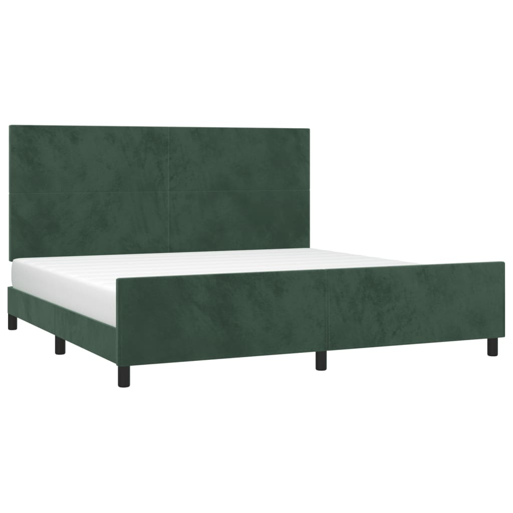vidaXL Cadru de pat fără saltea, verde închis, 200x200 cm, catifea vidaXL Cadru de pat fără saltea, verde închis, 200x200 cm, catifea