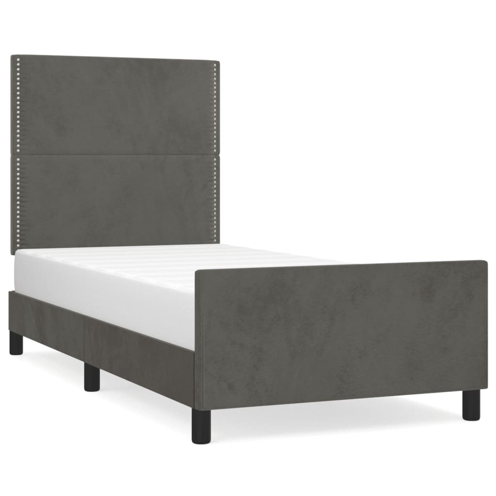vidaXL Cadru de pat fără saltea, gri închis, 80x200 cm, catifea vidaXL Cadru de pat fără saltea, gri închis, 80x200 cm, catifea