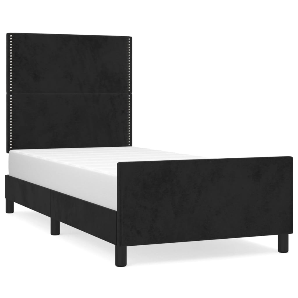 vidaXL Cadru de pat cu tăblie, negru, 80x200 cm, catifea vidaXL Cadru de pat cu tăblie, negru, 80x200 cm, catifea