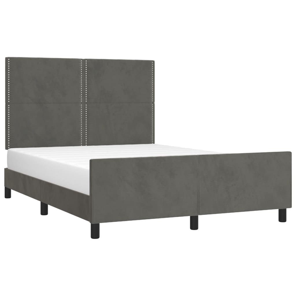 vidaXL Cadru de pat fără saltea, gri închis, 140x190 cm, catifea