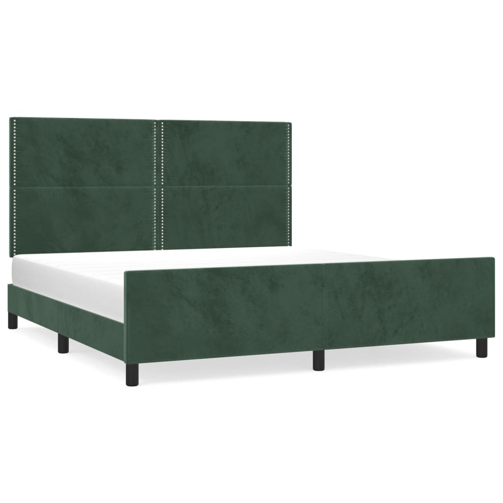 vidaXL Cadru de pat fără saltea, verde închis, 160x200 cm, catifea vidaXL Cadru de pat fără saltea, verde închis, 160x200 cm, catifea