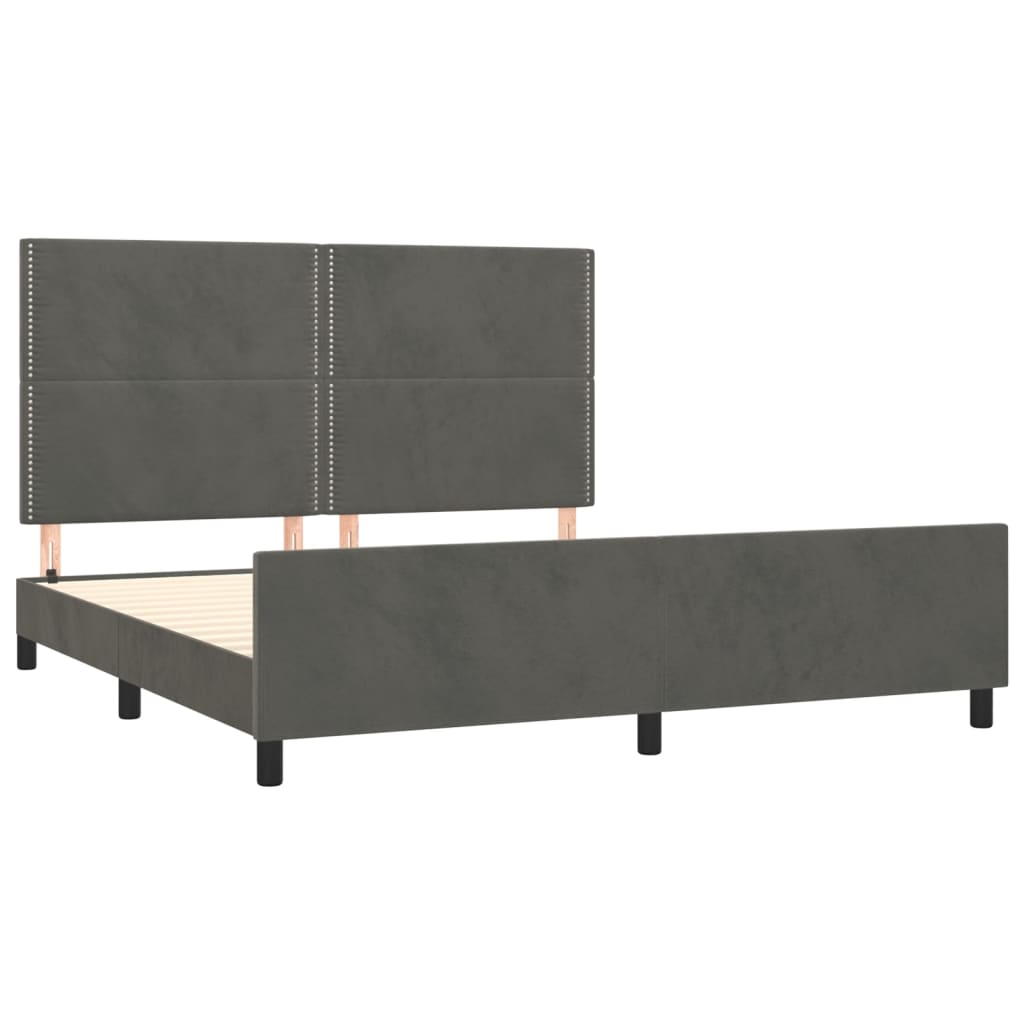 vidaXL Cadru de pat cu tăblie, gri închis, 180x200 cm, catifea vidaXL Cadru de pat cu tăblie, gri închis, 180x200 cm, catifea